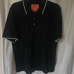 Five Four Black Polo with White Piping